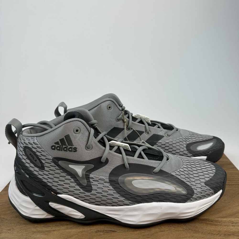New NWB Mens Adidas Exhibit A Mid‎ Gray Basketball Shoes Sneakers Size 13 M